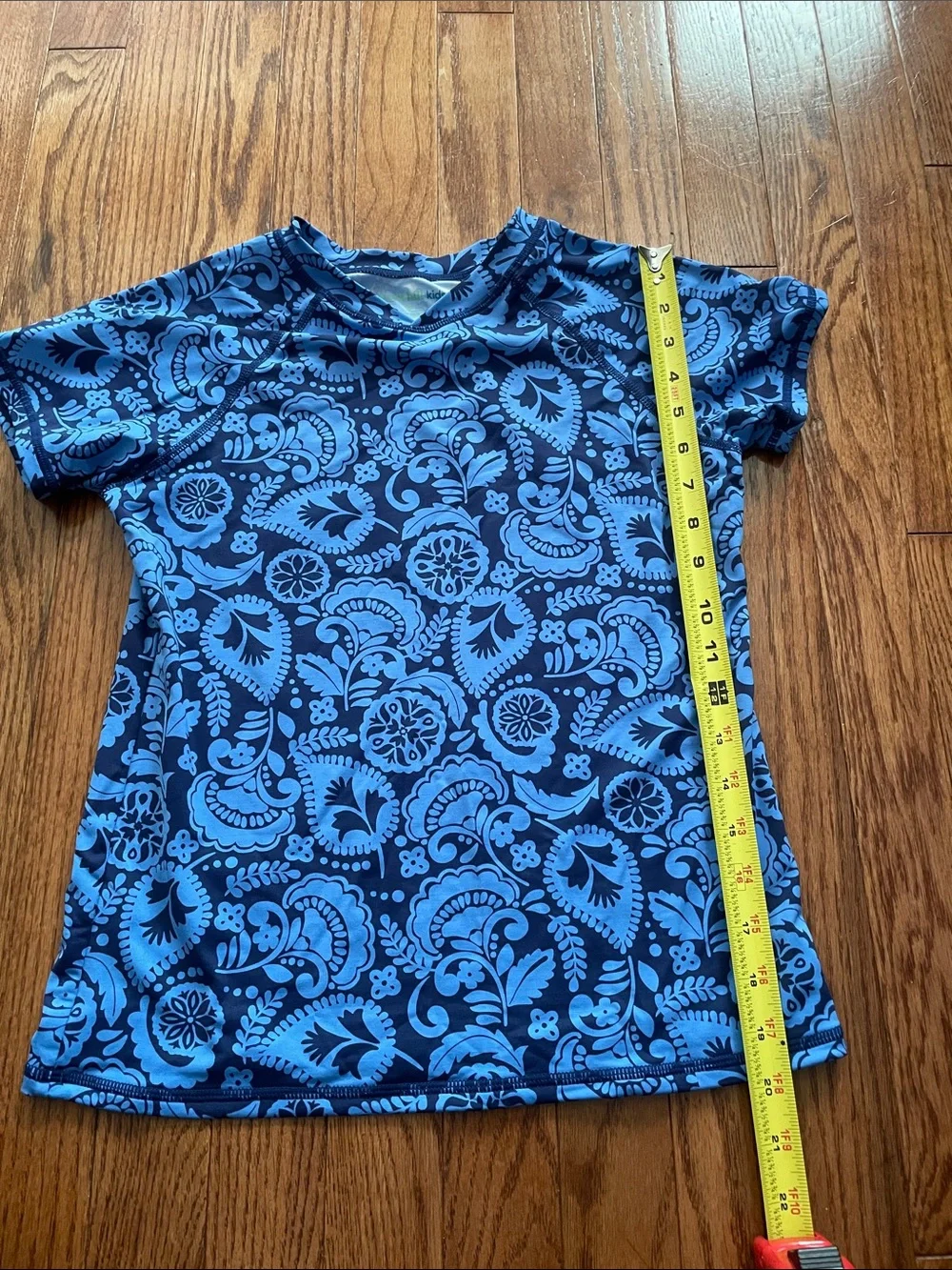 Garnet Hill Blue Paisley Print Rashguard Kid's Sz 14